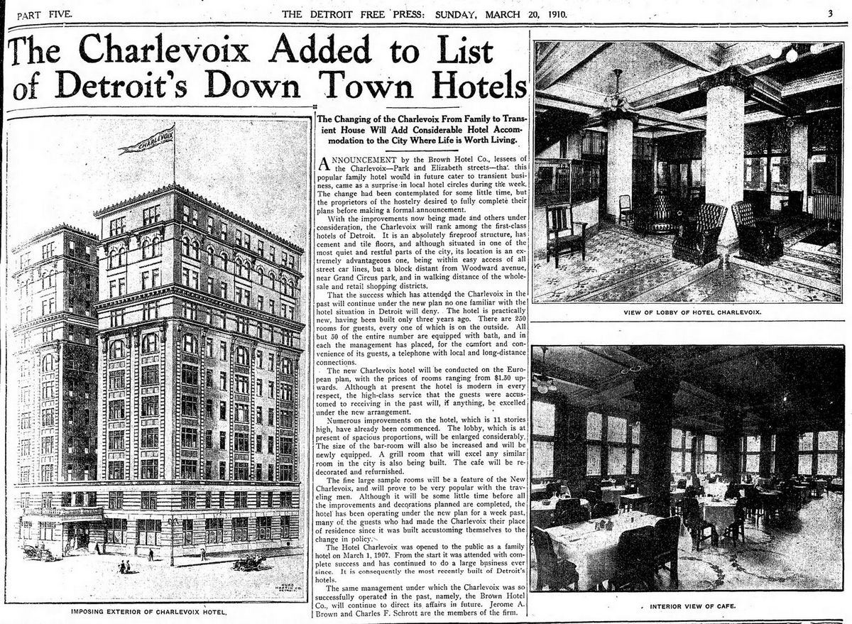 Charlevoix Hotel - Mar 20 1910 Article